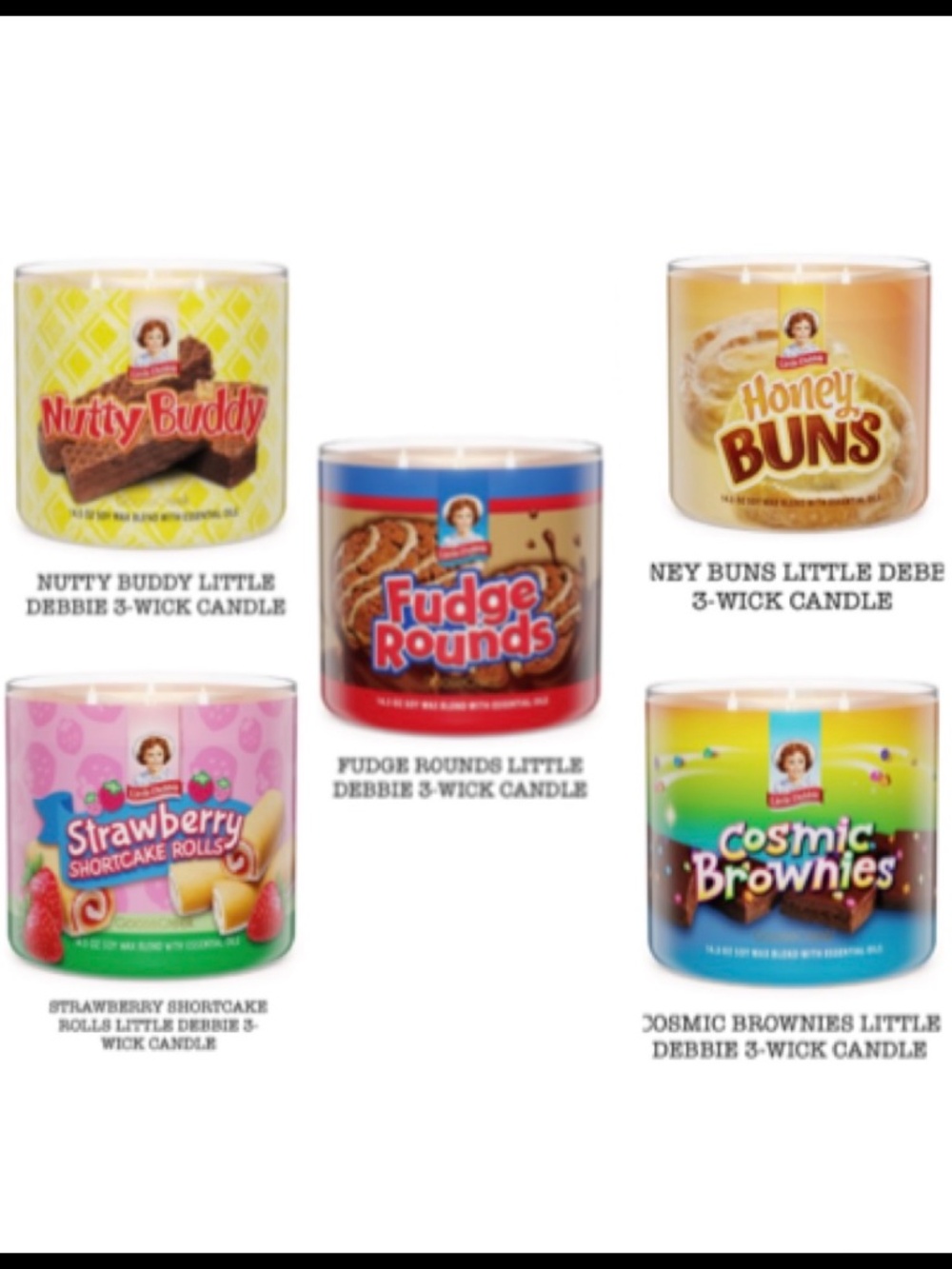 5 Little Debbie 3-Wick Candles 14.5oz assorted. NWT
